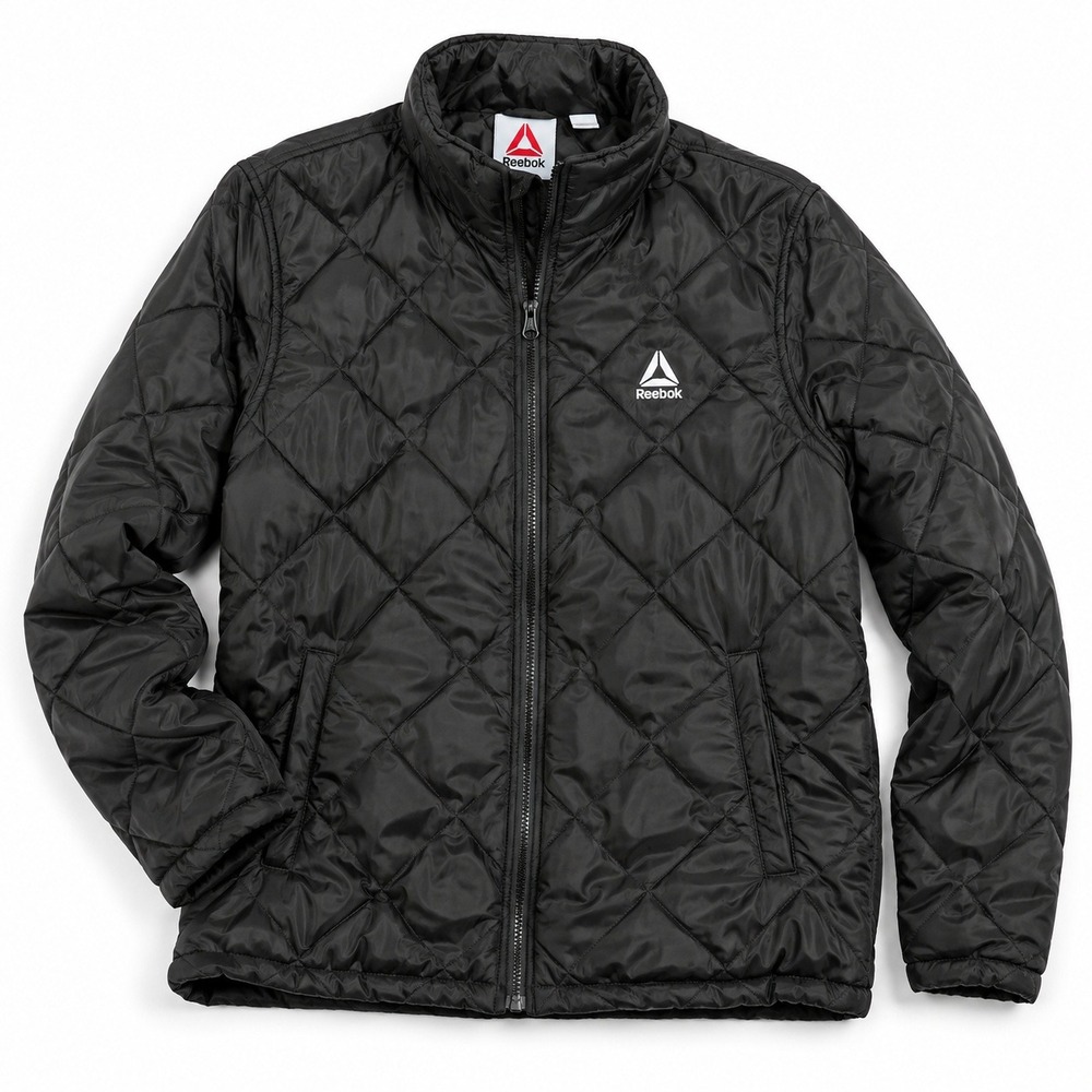 Reebok Quilted Insulated Puffer Jacket Black Lightweight Women's XL Full Zip